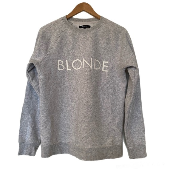 Brunette the Label BLONDE Pebble Grey Crewneck Sweatshirt Women's Size S/M - Picture 2 of 7